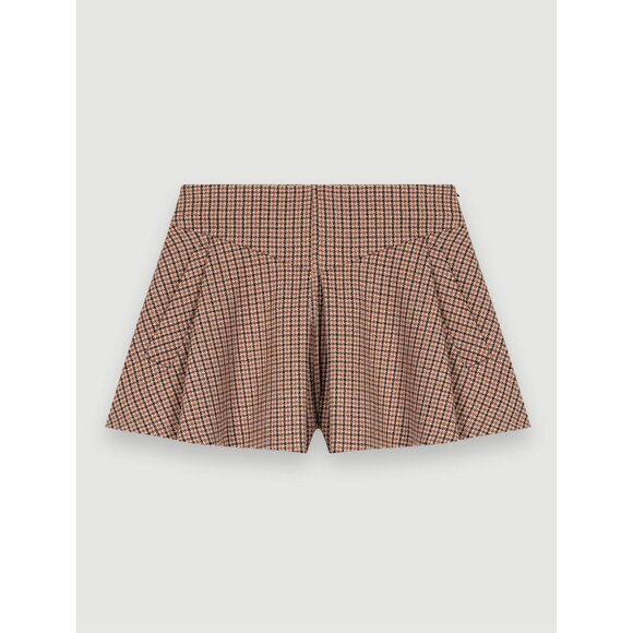 NWT Maje camel houndstooth flare cotton wool blend skirt style shorts, M - Picture 7 of 10